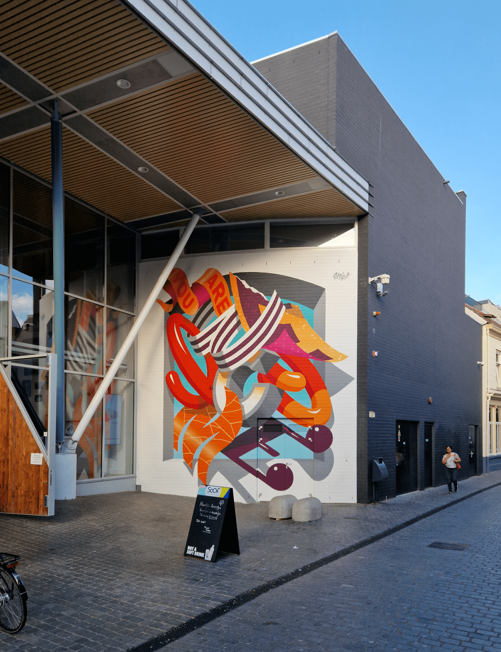 large colorful building mural